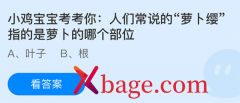 蚂蚁庄园：人们常说的萝卜缨指的是萝卜的哪个