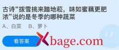 蚂蚁庄园：古诗拨雪挑来踏地崧味如蜜藕更肥浓