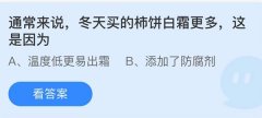 蚂蚁庄园：通常来说冬天买的柿饼白霜更多这是