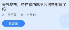 <b>蚂蚁庄园：天气炎热待在室内就不会得热射病了</b>