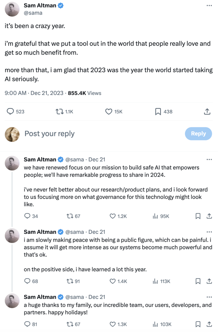比你领先还比你卷!年底的 Sam Altman 还在四处搞钱,疯狂搞人