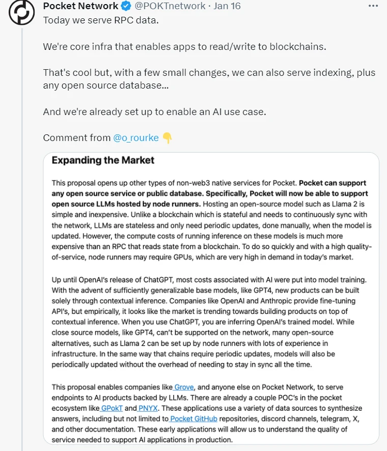 Metrics Ventures研报 | POKT Network：DePIN老将正在向AI叙事进发